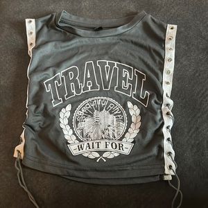 Originally bought online. Green. Crop Top. Drawstring.